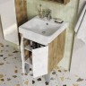 Тумба с раковиной Aquaton Сканди Doors 45 белый глянец, дуб рустикальный