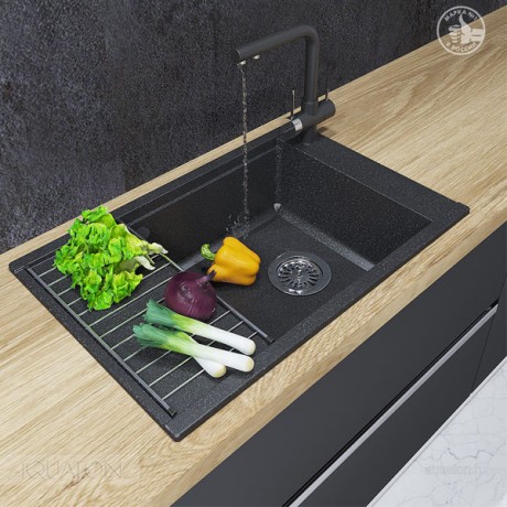 Мойка для кухни Aquaton Делия 78 прямоугольная с крылом графит