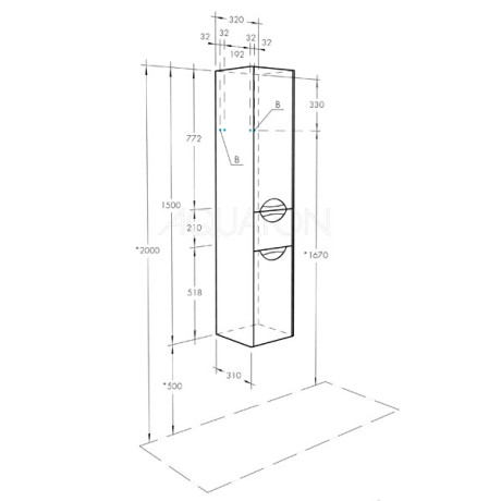 Шкаф колонна Aquaton Сильва левый дуб полярный